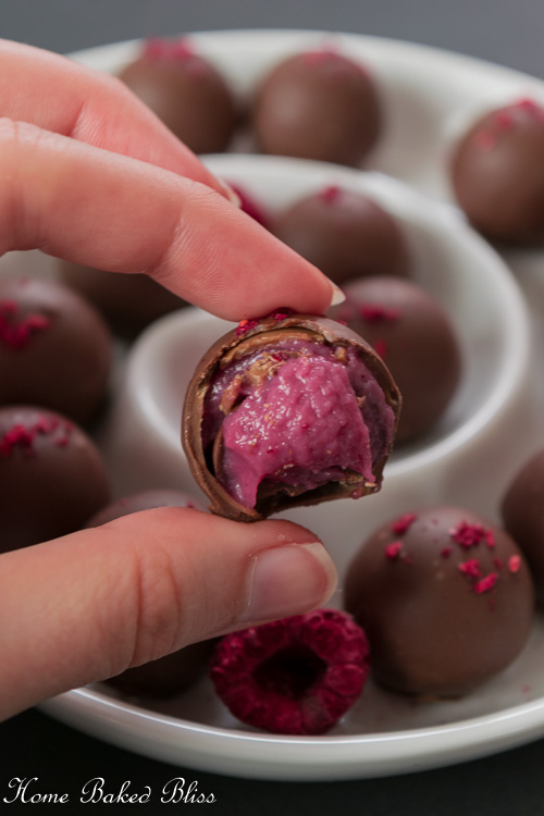 A look inside the raspberry truffles