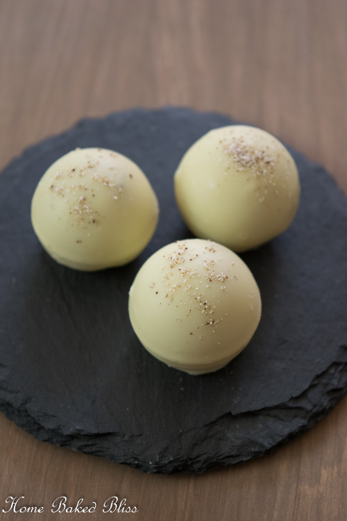 3 Cappuccino Truffles garnished with coffee powder.