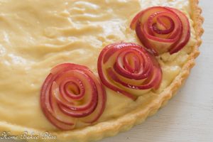 stacking the apple roses in the pie