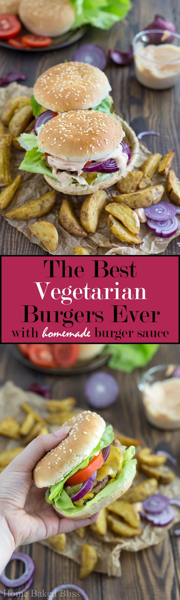 Incredibly flavourful vegetarian burgers with a vegan option too! Perfect for Father's Day, bbqs or summer parties.