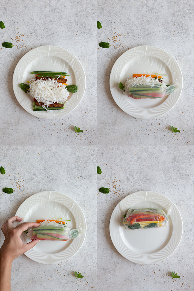 Step by step photos for vegan rice paper rolls 2