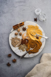 Spices mixed together for a homemade chai spice mix