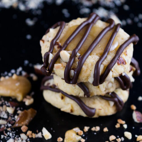 Delicious cookies with caramel and chocolate